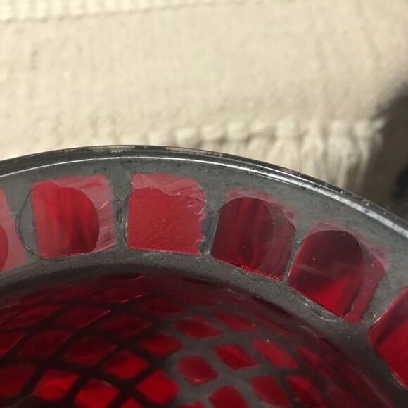 Vintage Estate Gorgeous 7” Crimson Red Mosaic Candle/ Flower Vase - Picture 13 of 13